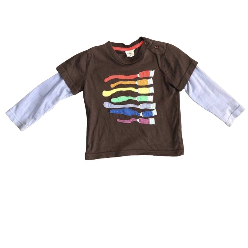 Mini Boden Paint Appliqué Art Long Sleeve Layered Tee